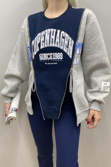 FERMUAR DETAYLI MATCHLİ SWEATSHIRT