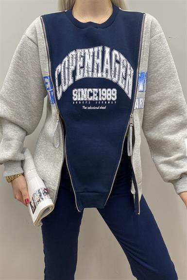 FERMUAR DETAYLI MATCHLİ SWEATSHIRT