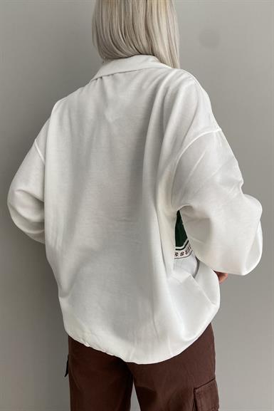 FERMUARLI BASKILI OVERSİZE SWEAT