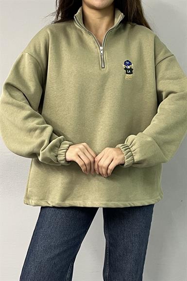 FERMUARLI NAKIŞLI DETAYLI SWEATSHIRT