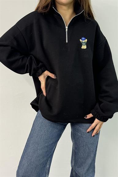 FERMUARLI NAKIŞLI DETAYLI SWEATSHIRT