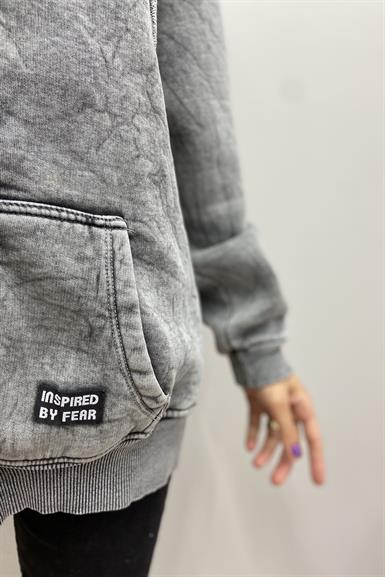 FERMUARLI YIKAMALI KAPŞONLU SWEATSHIRT