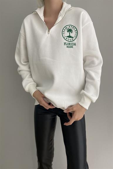 FLORİDA BASKILI FERMUAR DETAY SWEAT