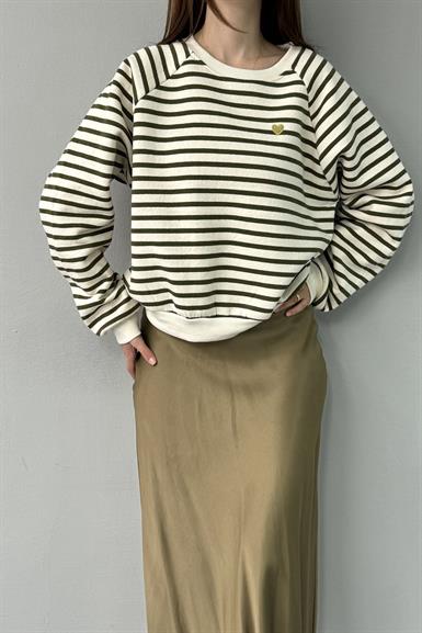 KALP NAKIŞLI ÇİZGİLİ SWEATSHIRT