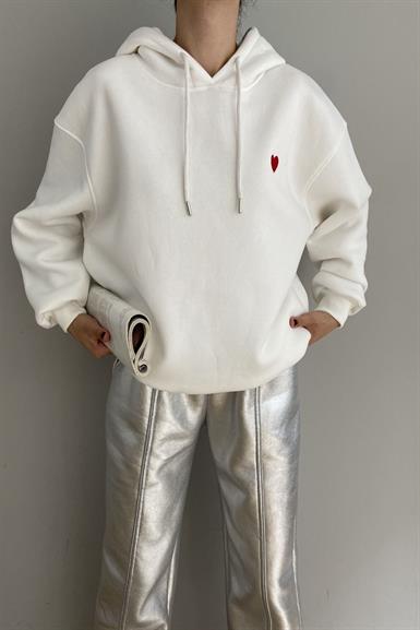 KALP NAKIŞLI KAPŞONLU SWEATSHIRT
