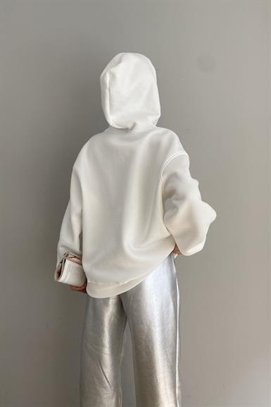 KALP NAKIŞLI KAPŞONLU SWEATSHIRT