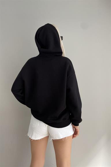 KALP NAKIŞLI KAPŞONLU SWEATSHIRT