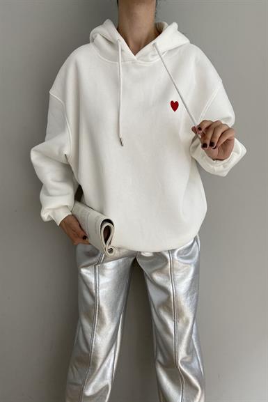 KALP NAKIŞLI KAPŞONLU SWEATSHIRT