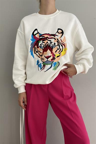 KAPLAN NAKIŞLI SWEATSHIRT