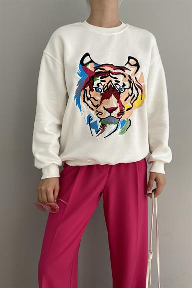 KAPLAN NAKIŞLI SWEATSHIRT