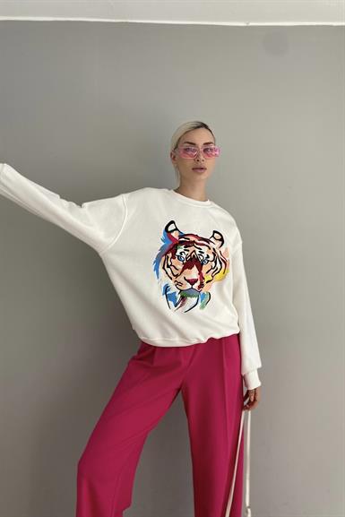 KAPLAN NAKIŞLI SWEATSHIRT