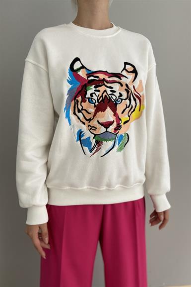 KAPLAN NAKIŞLI SWEATSHIRT