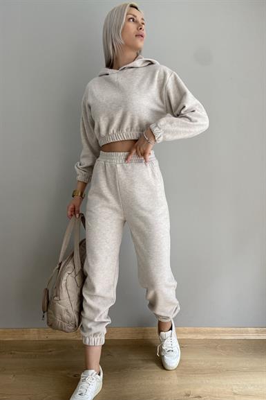 KAPŞONLU CROP SWEAT