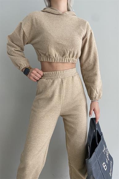 KAPŞONLU CROP SWEAT