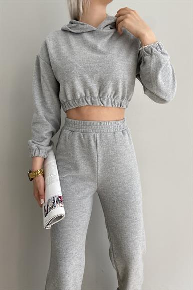 KAPŞONLU CROP SWEAT