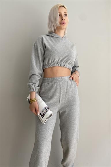 KAPŞONLU CROP SWEAT