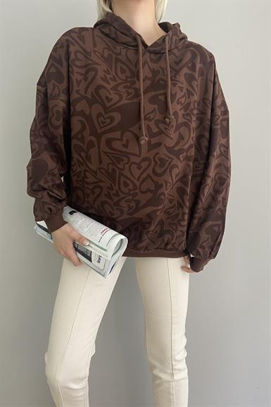 KAPŞONLU DESENLİ SWEAT