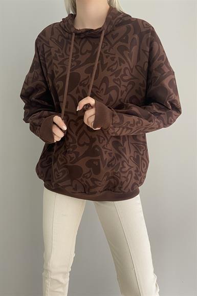 KAPŞONLU DESENLİ SWEAT