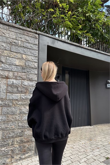 KAPŞONLU FERMUAR DETAY SWEATSHIRT