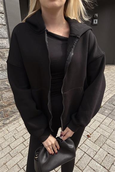 KAPŞONLU FERMUAR DETAY SWEATSHIRT