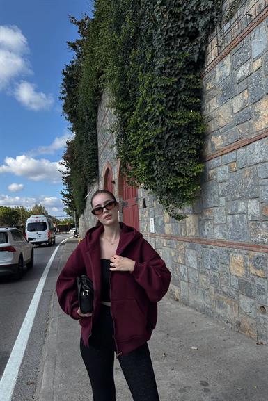 KAPŞONLU FERMUAR DETAY SWEATSHIRT