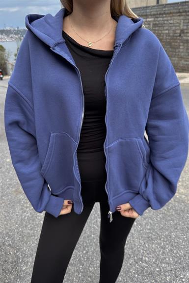 KAPŞONLU FERMUAR DETAY SWEATSHIRT