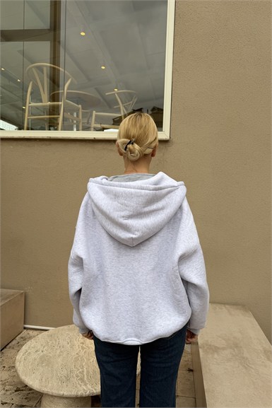 KAPŞONLU FERMUAR DETAY SWEATSHIRT