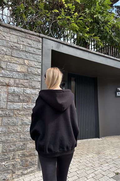 KAPŞONLU FERMUAR DETAY SWEATSHIRT