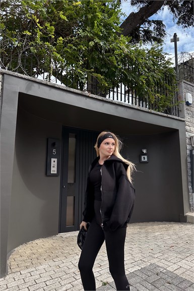 KAPŞONLU FERMUAR DETAY SWEATSHIRT