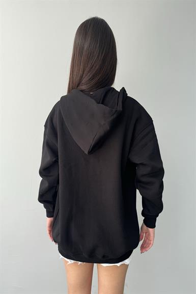 KAPŞONLU FERMUARLI OVERSİZE SWEATSHIRT