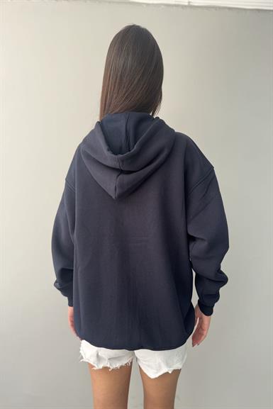KAPŞONLU FERMUARLI OVERSİZE SWEATSHIRT