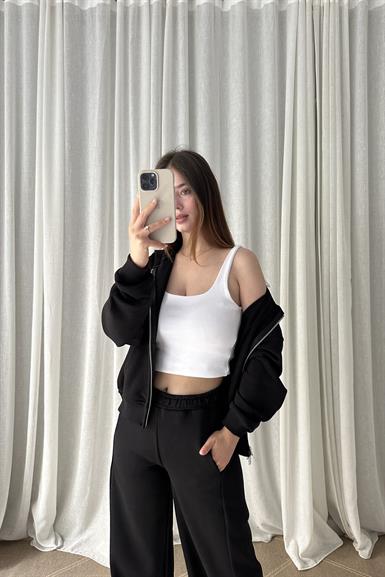 KAPŞONLU FERMUARLI SWEATSHIRT