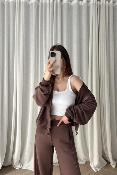 KAPŞONLU FERMUARLI SWEATSHIRT