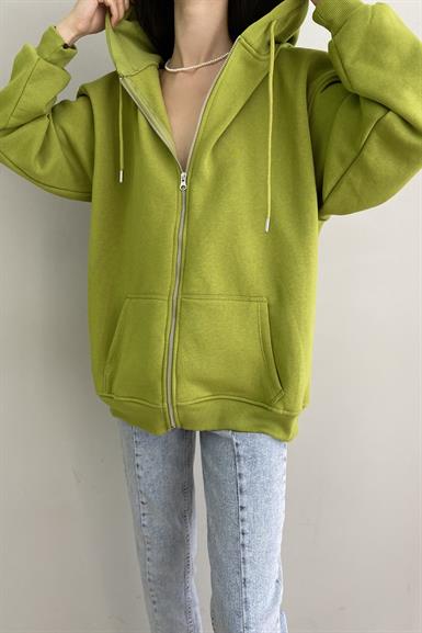 KAPŞONLU FERMUARLU SWEATSHIRT