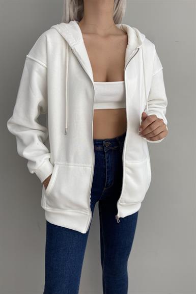 KAPŞONLU FERMUARLU SWEATSHIRT