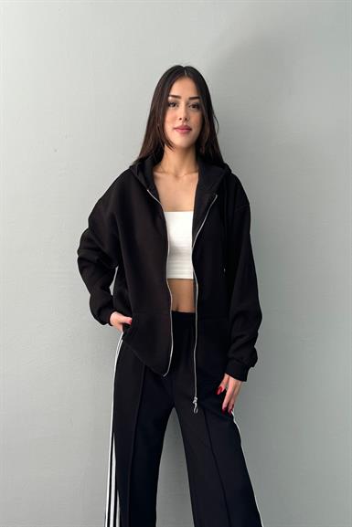 KAPŞONLU OVERSİZE FERMUARLI  SWEAT