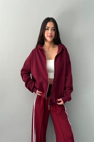 KAPŞONLU OVERSİZE FERMUARLI  SWEAT