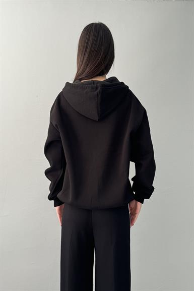 KAPŞONLU OVERSİZE FERMUARLI  SWEAT