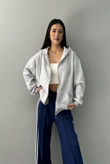 KAPŞONLU OVERSİZE FERMUARLI  SWEAT