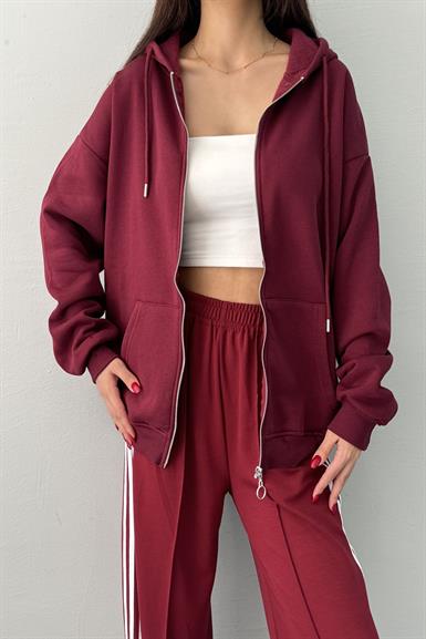 KAPŞONLU OVERSİZE FERMUARLI  SWEAT