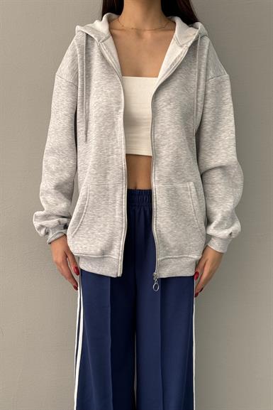 KAPŞONLU OVERSİZE FERMUARLI  SWEAT