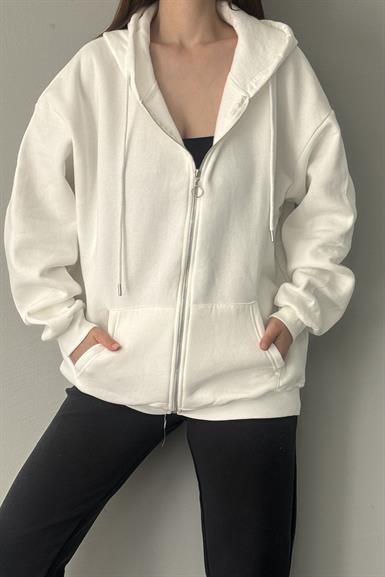 KAPŞONLU OVERSİZE FERMUARLI  SWEAT