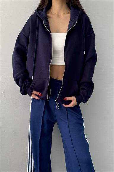 KAPŞONLU OVERSİZE FERMUARLI  SWEAT