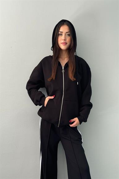 KAPŞONLU OVERSİZE FERMUARLI  SWEAT