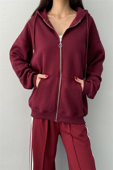 KAPŞONLU OVERSİZE FERMUARLI  SWEAT