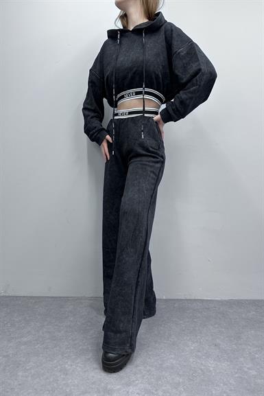 LASTİK DETAYLI CROP SWEATSHIRT