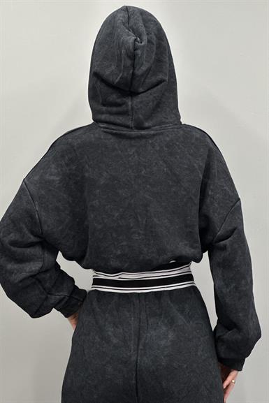 LASTİK DETAYLI CROP SWEATSHIRT