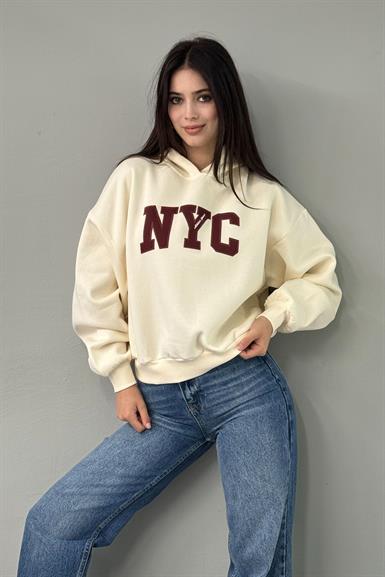 NAKIŞ DETAY KAPŞONLU SWEATSHIRT