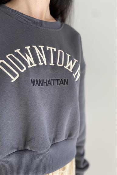 NAKIŞ DETAYLI CROP SWEAT
