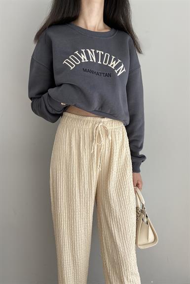 NAKIŞ DETAYLI CROP SWEAT
